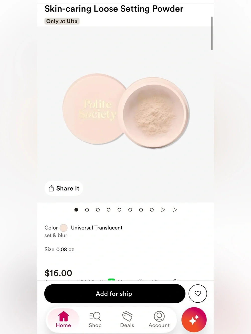 Polite Society Universal Translucent Loose Setting Powder - Mini